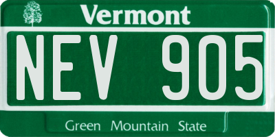 VT license plate NEV905