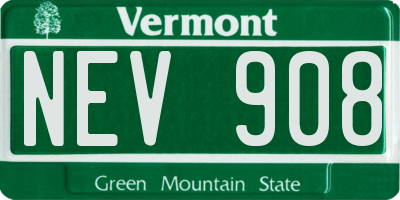 VT license plate NEV908