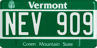 VT license plate NEV909