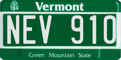 VT license plate NEV910