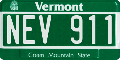 VT license plate NEV911