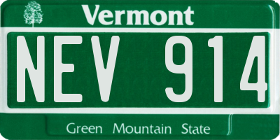 VT license plate NEV914