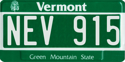 VT license plate NEV915