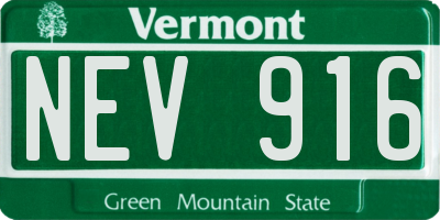 VT license plate NEV916