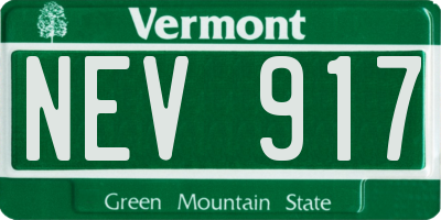 VT license plate NEV917