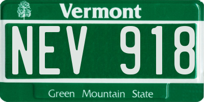 VT license plate NEV918