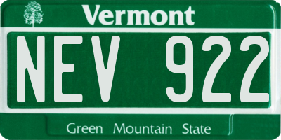 VT license plate NEV922