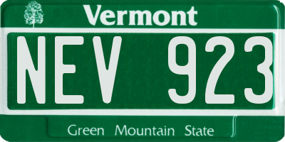 VT license plate NEV923