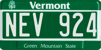 VT license plate NEV924