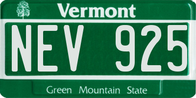 VT license plate NEV925