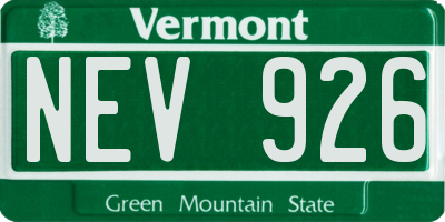 VT license plate NEV926