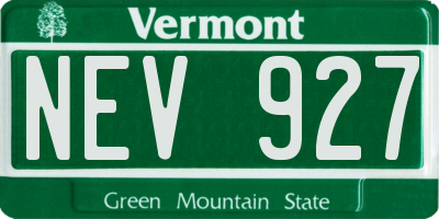 VT license plate NEV927