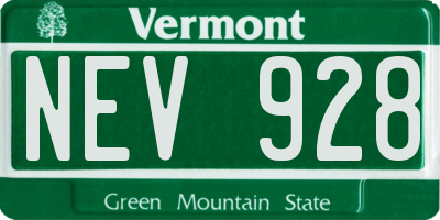 VT license plate NEV928