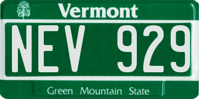 VT license plate NEV929