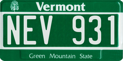 VT license plate NEV931