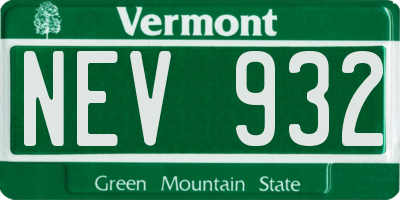 VT license plate NEV932