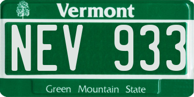 VT license plate NEV933
