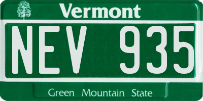 VT license plate NEV935