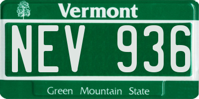 VT license plate NEV936