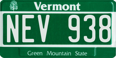 VT license plate NEV938