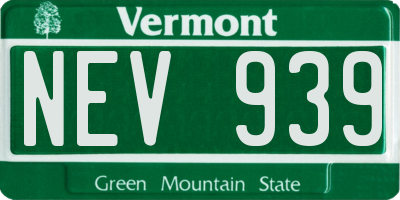VT license plate NEV939