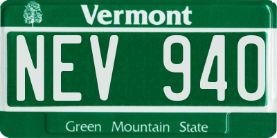 VT license plate NEV940
