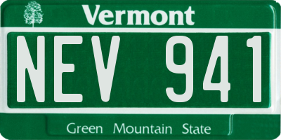 VT license plate NEV941