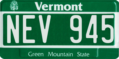VT license plate NEV945