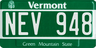 VT license plate NEV948