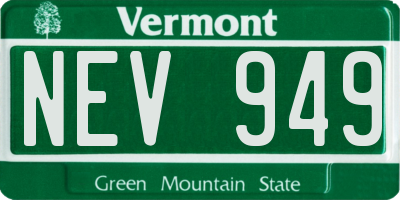 VT license plate NEV949
