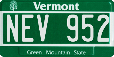 VT license plate NEV952
