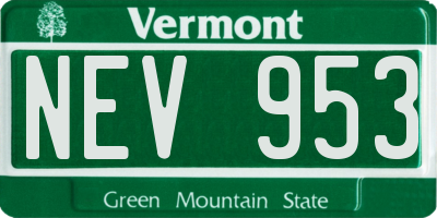 VT license plate NEV953