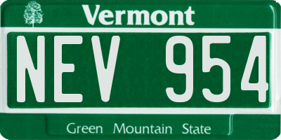VT license plate NEV954
