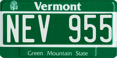 VT license plate NEV955