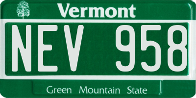 VT license plate NEV958