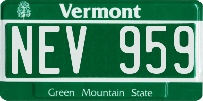VT license plate NEV959
