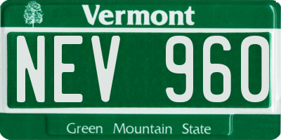 VT license plate NEV960