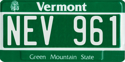 VT license plate NEV961