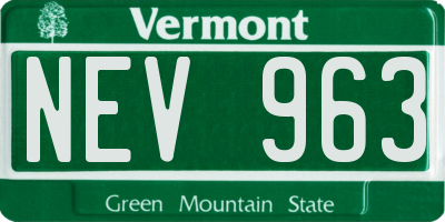 VT license plate NEV963