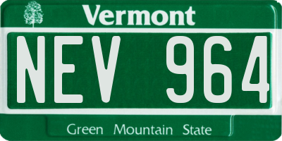 VT license plate NEV964
