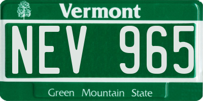 VT license plate NEV965