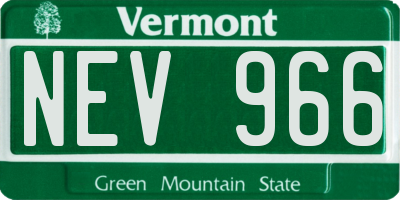 VT license plate NEV966