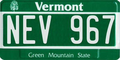 VT license plate NEV967