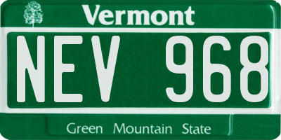 VT license plate NEV968