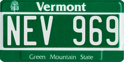 VT license plate NEV969