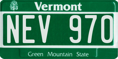 VT license plate NEV970