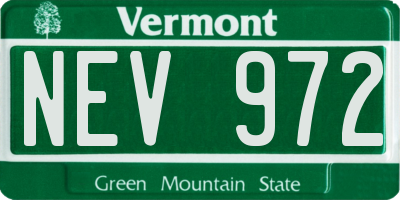 VT license plate NEV972