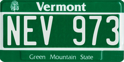 VT license plate NEV973
