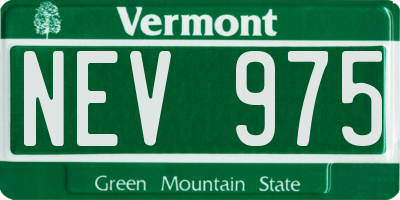 VT license plate NEV975