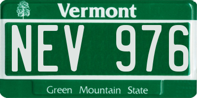 VT license plate NEV976